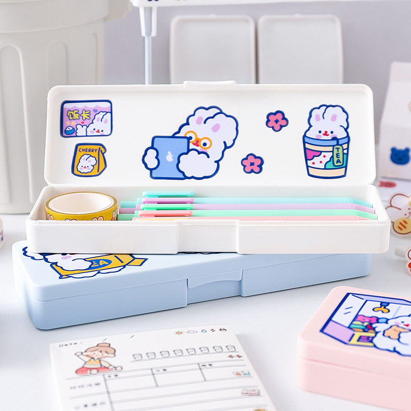 无印风简约PP磨砂文具盒ins日系可爱少女学生大容量铅笔盒收纳盒