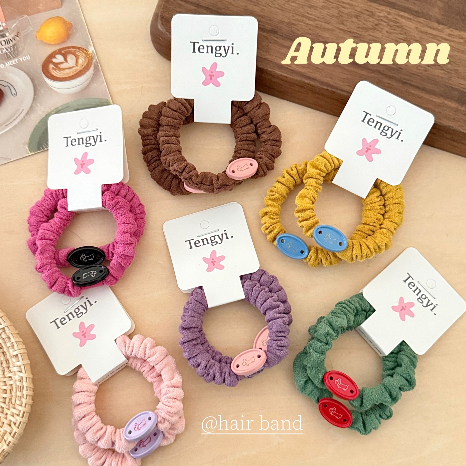 秋冬季糖果色麂皮绒纽扣发绳少女心丸子头皮筋头绳扎马尾发圈发饰