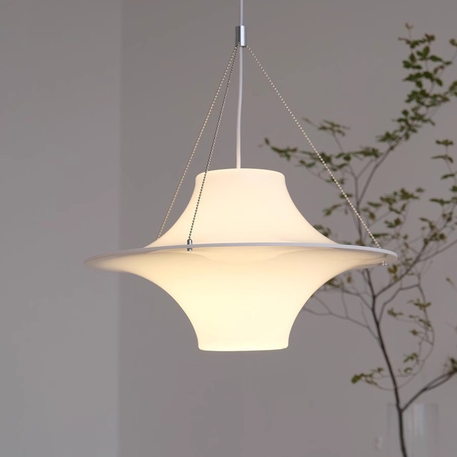 法式奶油风中古北欧白色吊灯