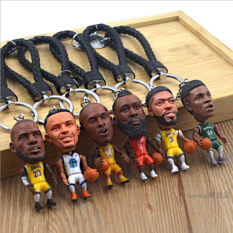 球星公仔篮球湖人科比詹姆斯勇士库里杜兰特哈登钥匙扣书包挂件