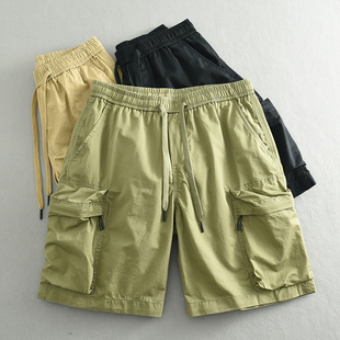 型复古水洗纯棉重磅工装 美式 夏季 宽松五分裤 男士 中裤 立体版 潮 短裤