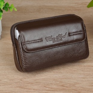 腰带包皮套5.8 6寸手机包横款 男士 真皮穿皮带手机腰包头层牛皮5.5