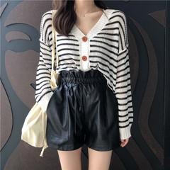 Real price autumn and winter Vintage loose and versatile leather shorts