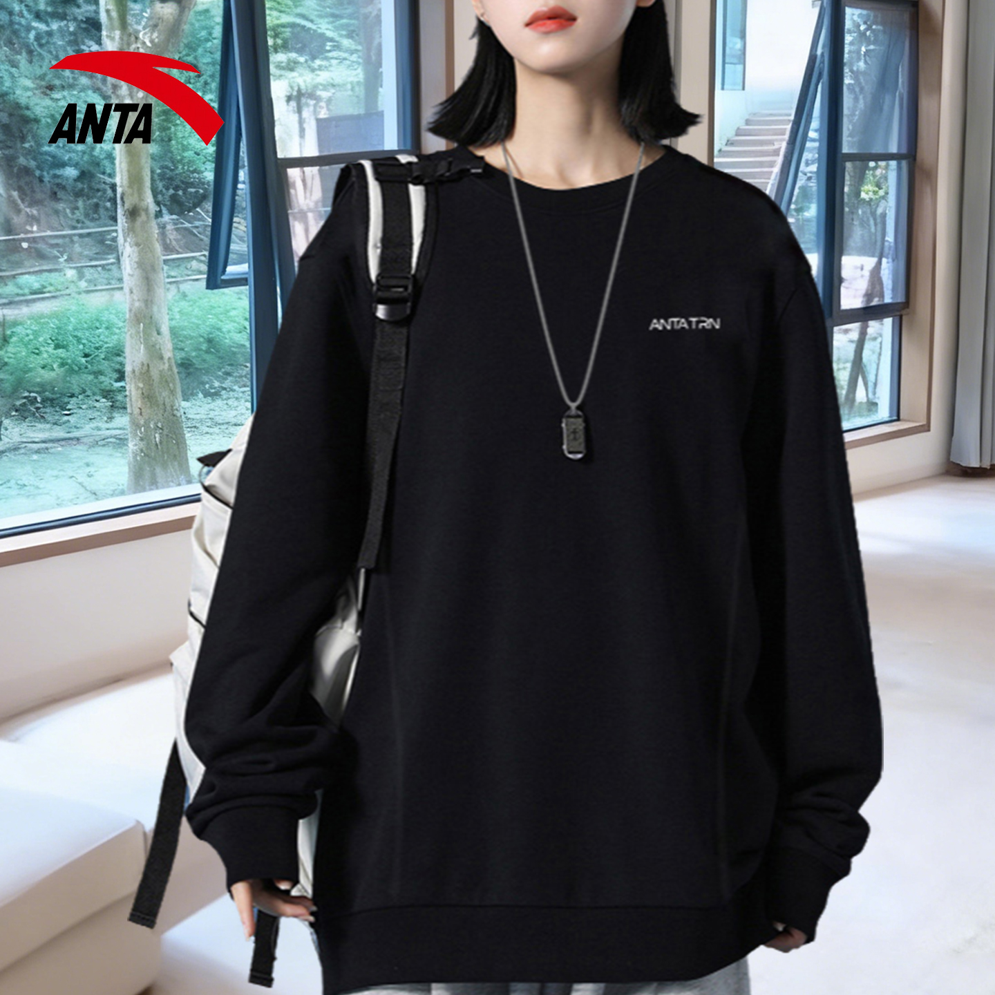 安踏卫衣套头衫打底衫长袖上衣女