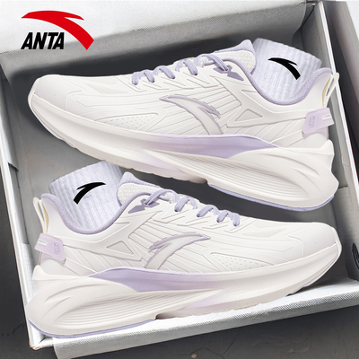 安踏女款运动鞋新款皮面休闲跑鞋