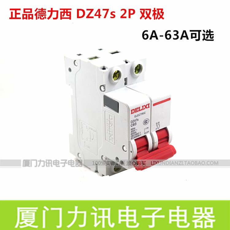 德力西空气开关家用电闸DZ47s-2P双极6A10A16A20A32A40A63A断路器