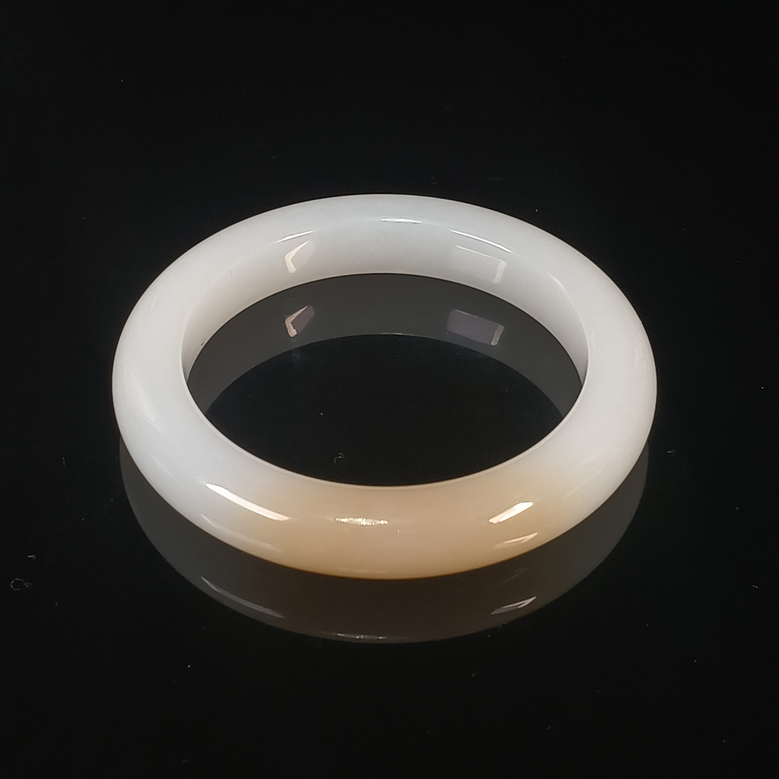 和田玉羊脂白玉手镯(带糖平安镯)内径58mm 25091700066
