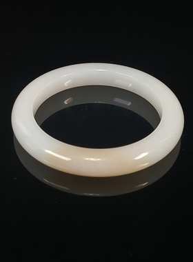 和田羊玉脂白玉手镯（带糖平安镯）内径61.6mm 25091700089