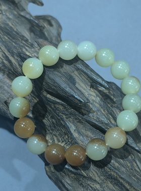 新疆和田玉且末料糖白玉圆珠手串12mm