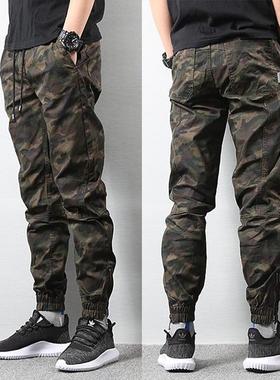 秋冬潮牌日系迷彩裤休闲裤束脚裤工装裤余文乐长裤修身大码男潮