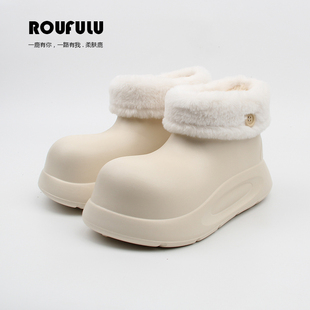 外穿防水保暖棉靴子松糕跟厚底防滑雪地靴 2024新款 大头棉鞋 女冬季