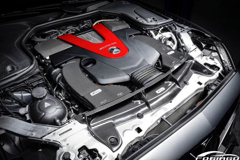 适配奔驰E43 AMG 3.0T W213改装进气套件 冬菇头碳纤风箱