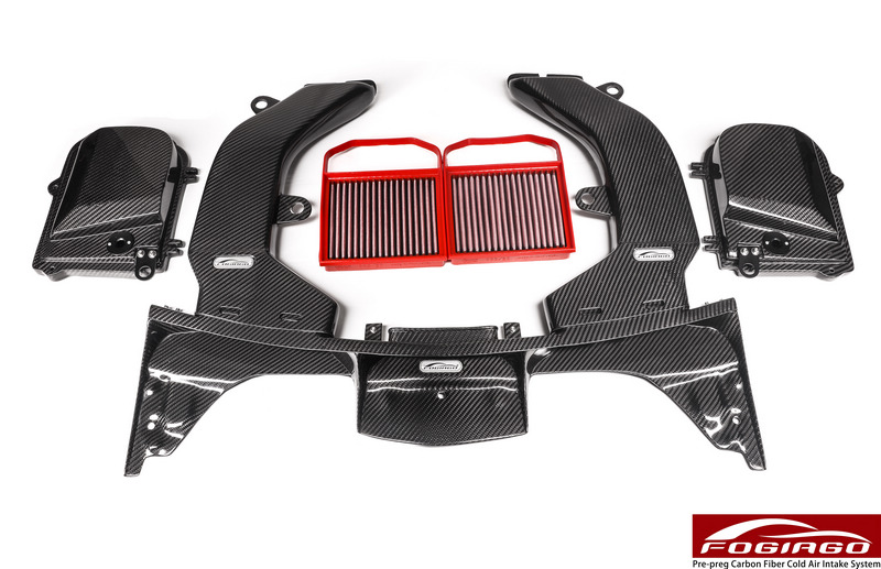 适配奔驰AMG C43   3.0T改装进气套件 冬菇头碳纤风箱