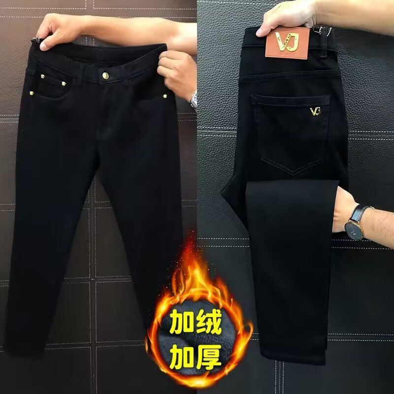 摩登兄弟刘宇宁同款黑色裤子韩版潮流百搭修身小脚牛仔裤靴裤男