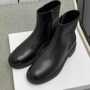 外贸原单真皮女鞋烟筒靴切尔西靴