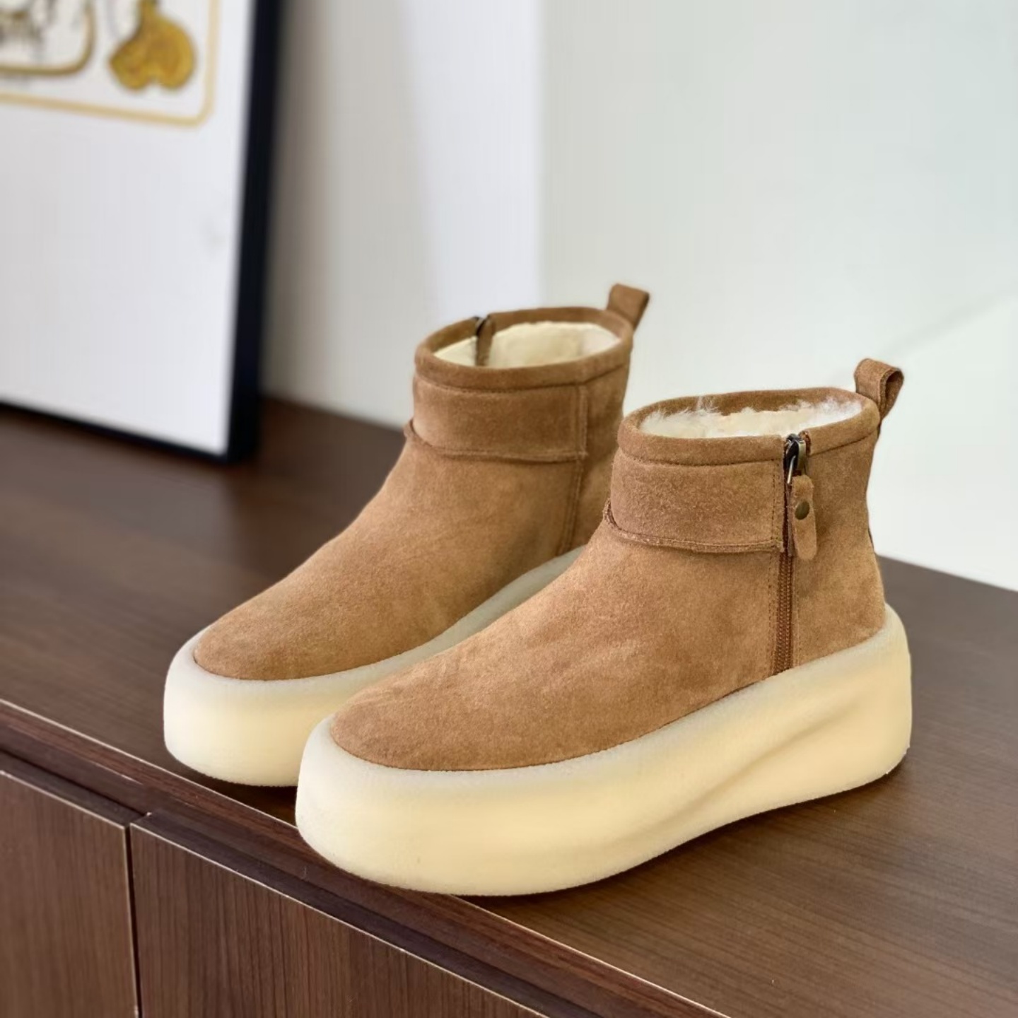 澳洲纯羊毛雪地靴女士短筒厚底