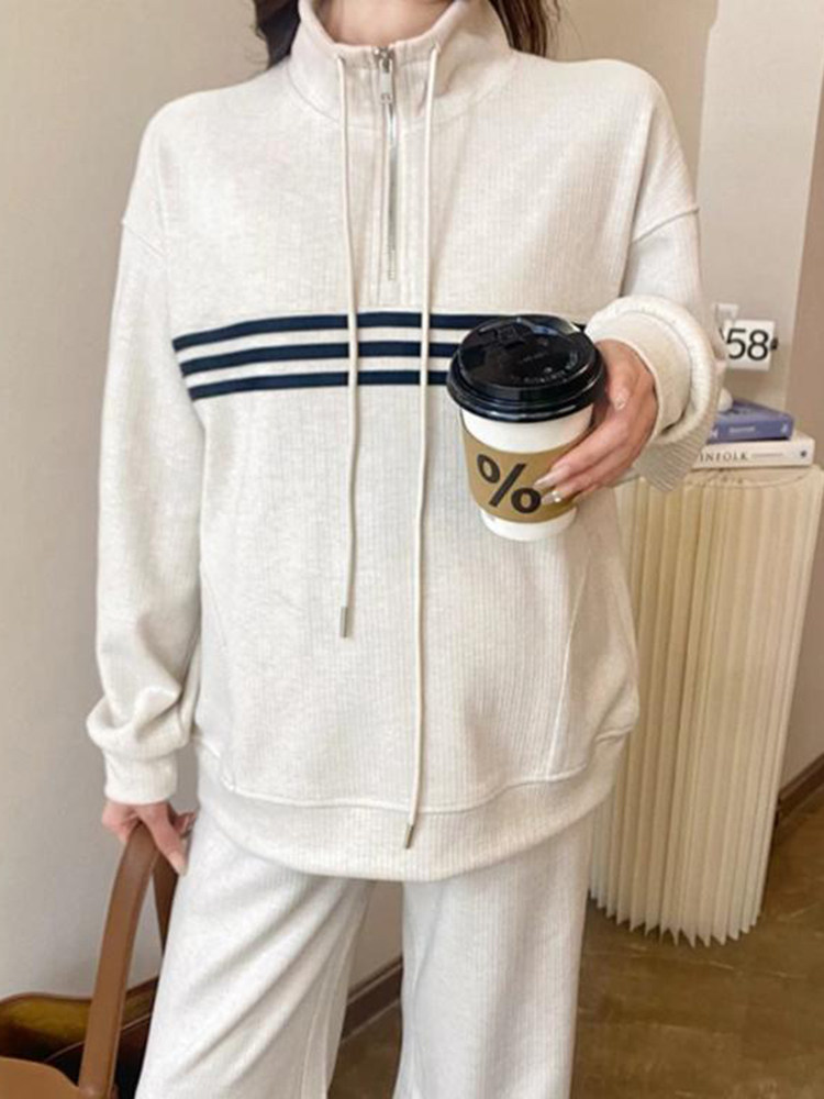 임부복 패셔너블한 봄 가을 스타일 패셔너블한 캐주얼 스웨트셔츠 서양식 투피스 세트 패셔너블하고 루즈하고 스포티한 임신 중 아우터