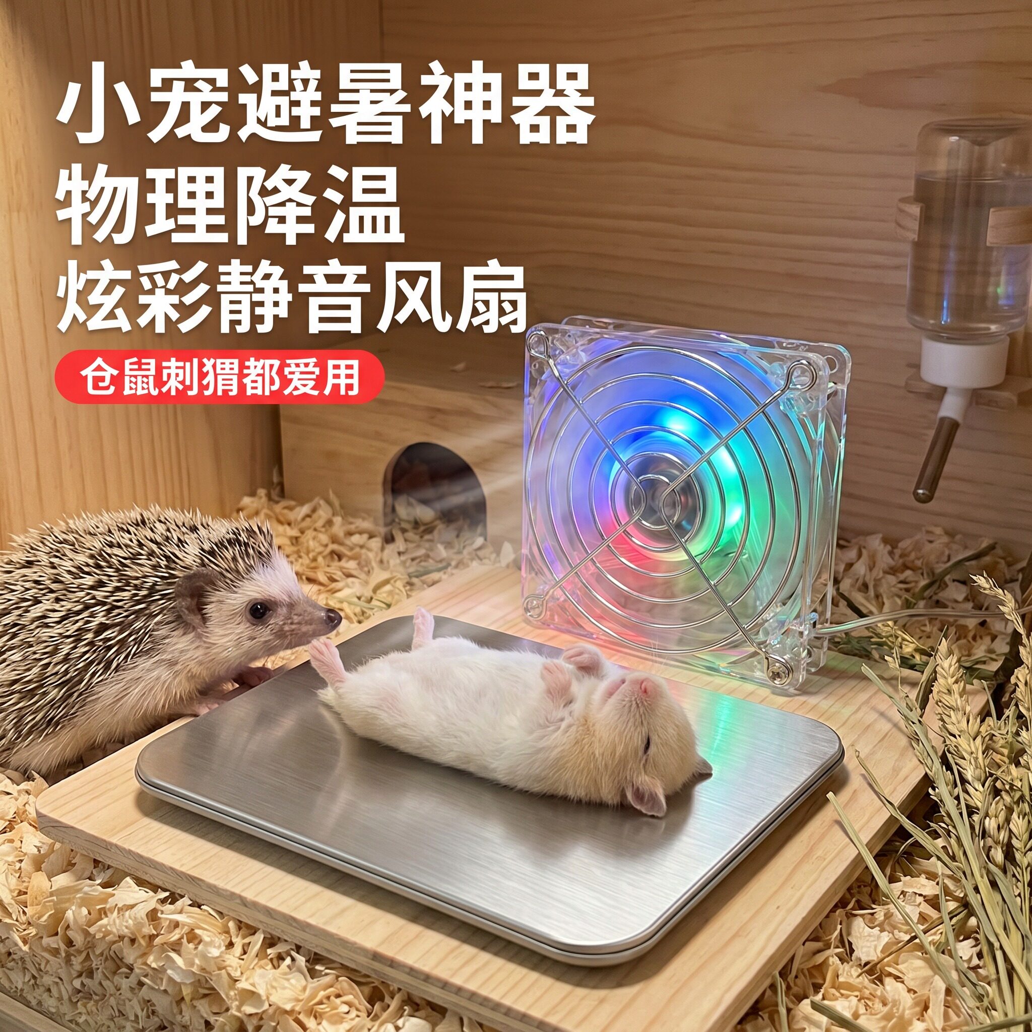 仓鼠非洲迷你刺猬松鼠冰垫凉席降温板冰床散热垫风扇夏季宠物降温