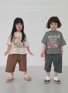 TheFunny卡通字母T恤衫！韩国代购童装26夏男女童中小童圆领短袖