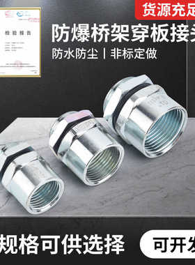 防爆穿板桥架接头G3/4电缆桥架带锁母6分DN20穿孔1寸锁紧头碳钢