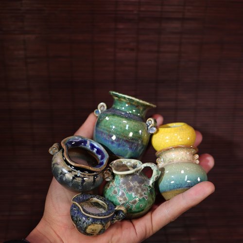 大蘑菇控养景德镇中国风花盆