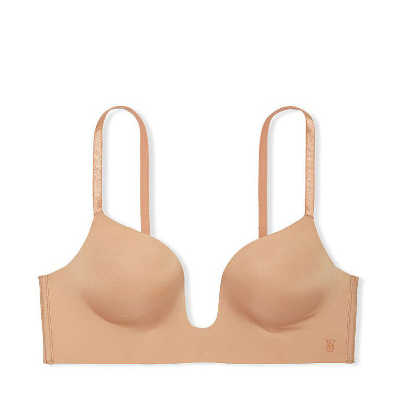 美国代购 维多利亚的秘密 超低胸露背 薄垫上托聚拢 隐形无痕文胸