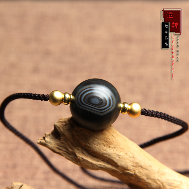 天然缠丝绿玛瑙天眼天珠吊坠