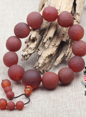 藏传天然手串保真老玛瑙包邮