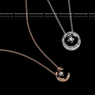 【jennie同款】小香风coco菱格纹水冰月项链银镀18k金轻奢锁骨链