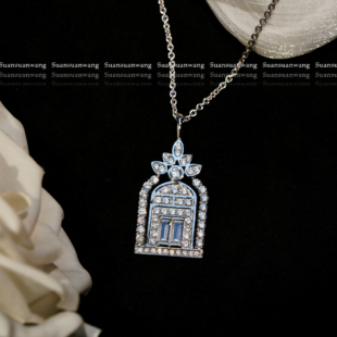 「Charm gates」满钻城堡幸福之门闪钻项链银镀18k金张林超同款