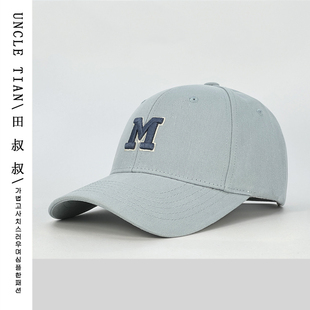 硬顶M字母硬顶棒球帽子男女潮牌情侣显脸小有型遮阳弯檐鸭舌帽潮