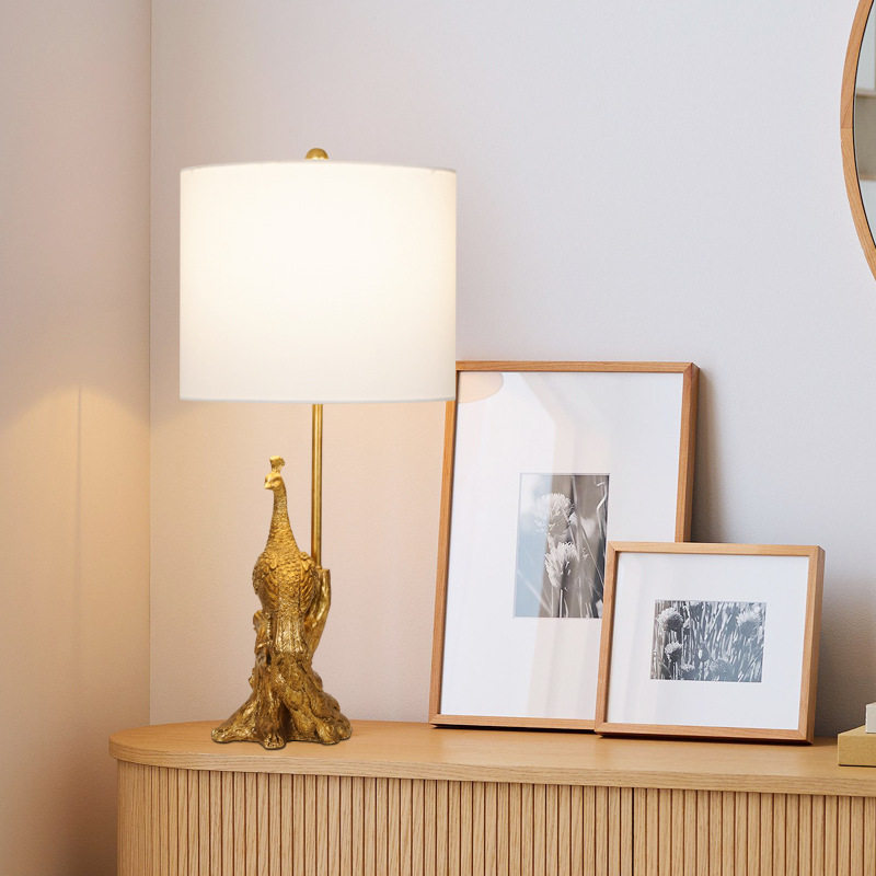 新中式创意台灯孔雀客厅灯卧室床头灯2025年新款复古摆件装饰灯具