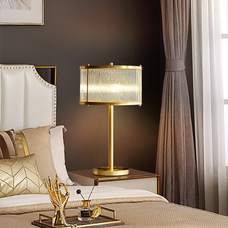 新中式全铜台灯房间布置客厅主卧室床头酒店轻奢高级感艺术水晶灯