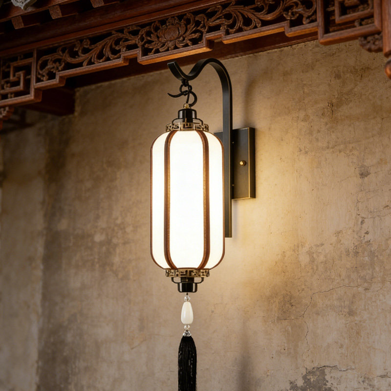 新中式全铜灯笼布罩壁灯茶室民宿客栈火锅店茶楼禅意古建中国风灯