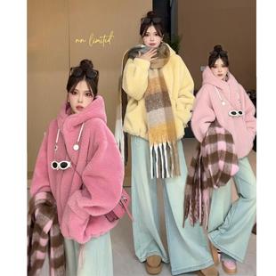 NN家秋冬女加厚短款 连帽麂皮绒羊羔毛仿皮毛一体环保皮草外套3301