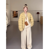 NN家秋冬加厚女泡芙V领针织排骨新国标90白鸭绒羽绒服外套9815