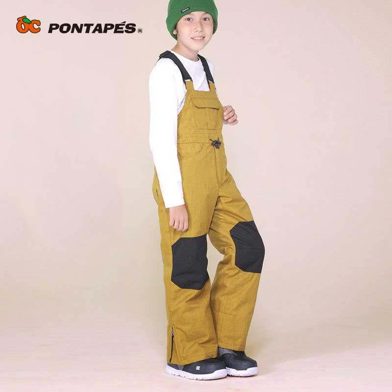日本pontapes儿童滑雪夹棉背带裤