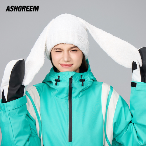 ASHGREEM24款秋冬长兔耳朵帽百搭毛线帽子防寒保暖毛绒护耳包头帽