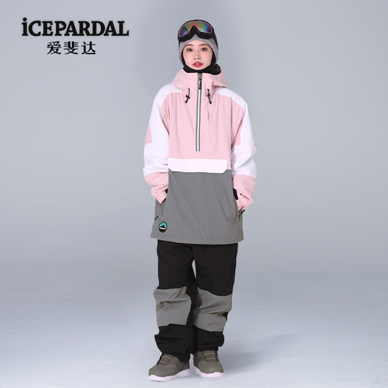 oc日本滑雪服套装单板拼色防风