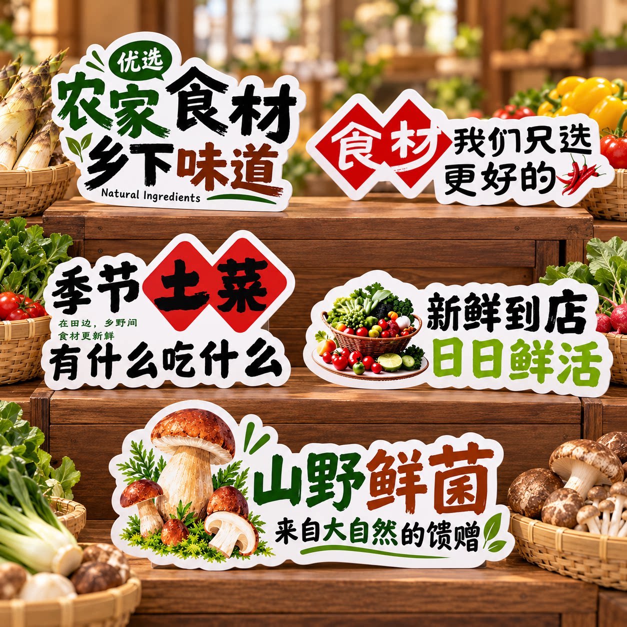 餐饮店铺菜品介绍情景氛围展示美陈广告牌PVC雪弗板单面手举牌