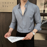 风立领衬衫2025新男士长袖衬衫商务寸衫A311-CSZ7736-P53，男装衬衫，电商A311
