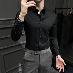 2025秋冬衣服衬衫男长袖修身衬衣无痕纯色百搭四季寸衣CS8885-P68