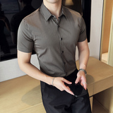 条纹短袖衬衫男士2025夏季新款轻奢高级感男装A311-CSC2403-P55，男装衬衫，电商A311