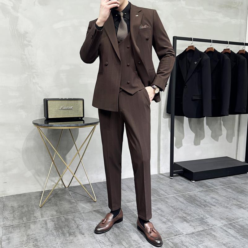 灰墙景2025春季新款西服套装男三件套正装英伦商务SJT9997-P285,男装西服,电商A311