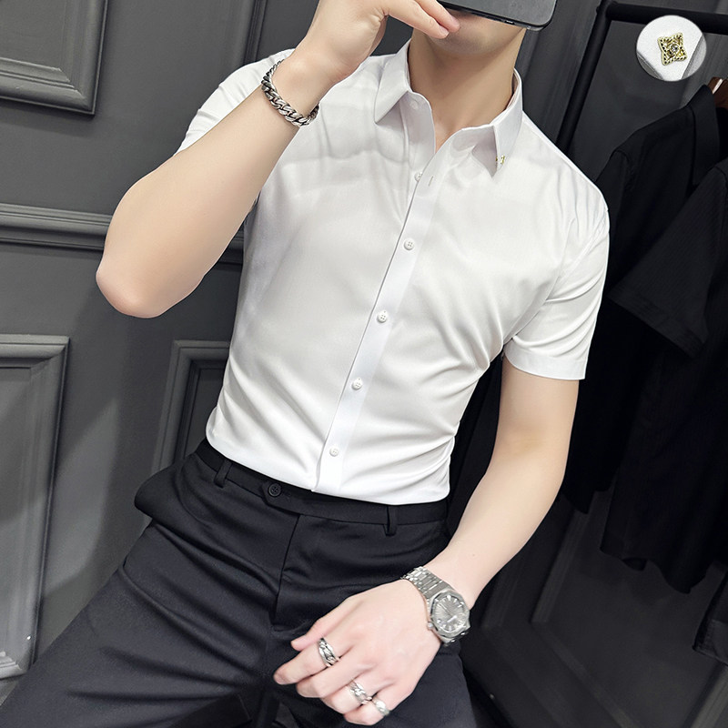 2025夏季新款衬衫男士短袖修身休闲衬衣百搭上衣男A311-CS830-P68图片