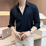 酒店景25秋季暗门襟无痕拉链设计长袖衬衫男休闲A311-CS3602-P73，男装衬衫，电商A311