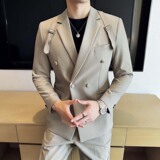 24年秋冬新款西服男套装韩版修身新郎伴郎礼服两件套LJT9996-P230，男装西服，电商A311