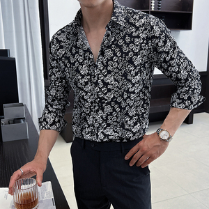 2025秋冬新男士长袖衬衫商务寸衫发型师方领衬衫A311-CSZ7803-P40图片