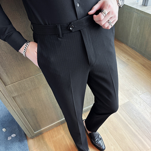 24新款条纹男士休闲裤修身长裤男裤子大码西A311-DK9972-P75图片