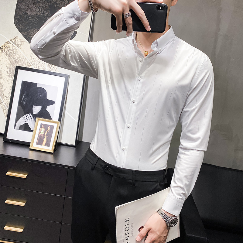 2025秋季高级衬衫男长袖新款上衣衣服商务衬衣男士CSZ8856-P48,男装衬衫,电商A311